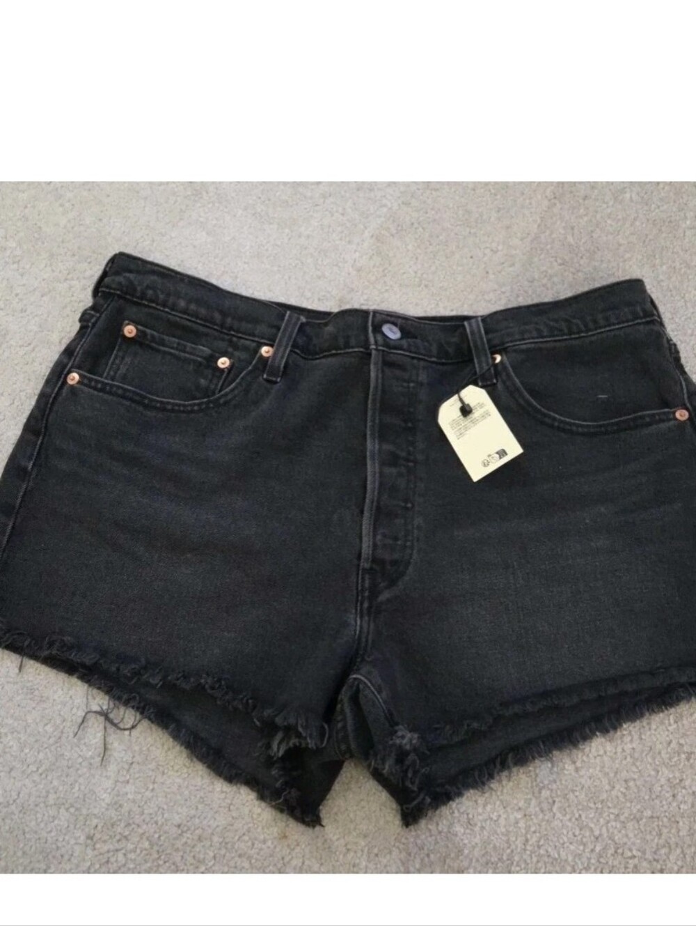 Levis Black Rip Hem Denim Button Fly Short 34w